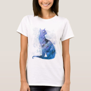 Blue Splash Digital Watercolor Siamese Cat 726 T-Shirt