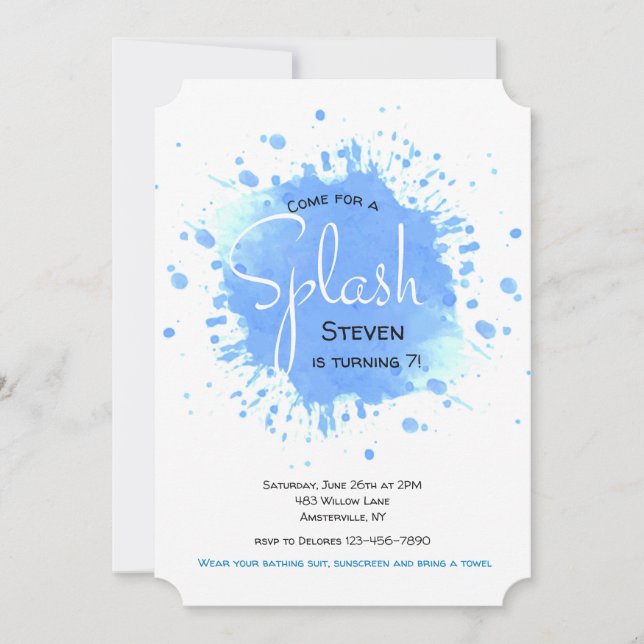 Blue Splash Invitation (Front)