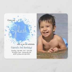 Blue Splash Photo Invitation