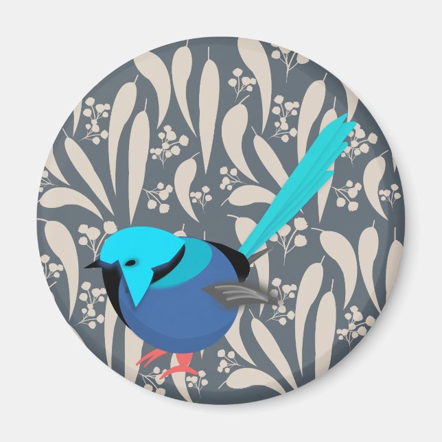 Blue Splendid Fairy Wren Magnet (Front)
