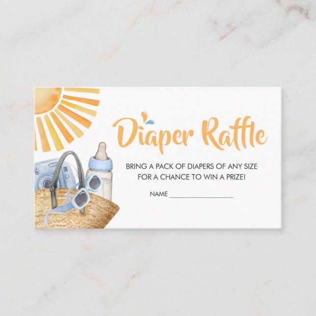 Blue Splish Splash Baby Shower Diaper Raffle Enclosure Card (Front)