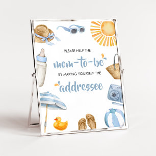 Blue Splish Splash Baby Shower Envelope Station Poster