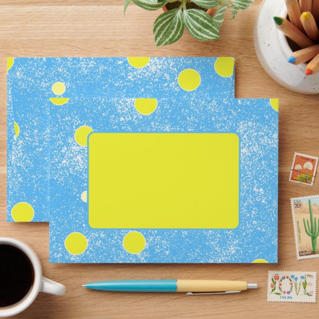Blue Sponge Paint with Yellow Dots Envelope (Desk)