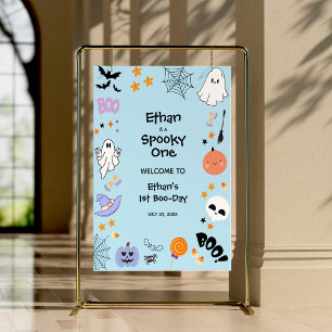 Blue Spooky One Halloween 1st Birthday Welcome  Poster