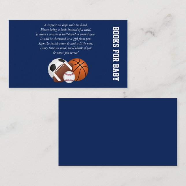 Blue Sports Baby Shower Books for Baby Enclosure C (Front/Back)