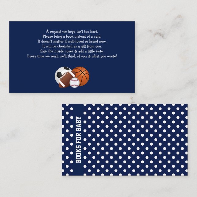 Blue Sports Baby Shower Books for Baby Enclosure C (Front/Back)