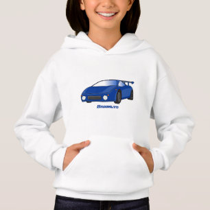 Blue sports car with airfoil illustration