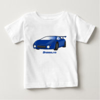 Blue sports car with airfoil illustration