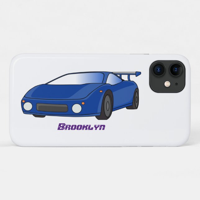 Blue sports car with airfoil illustration  Case-Mate iPhone case (Back (Horizontal))