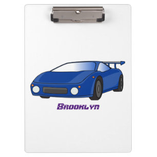 Blue sports car with airfoil illustration  clipboard