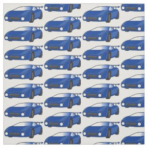 Blue sports car with airfoil illustration fabric