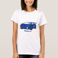 Blue sports car with airfoil illustration