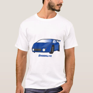 Blue sports car with airfoil illustration T-Shirt