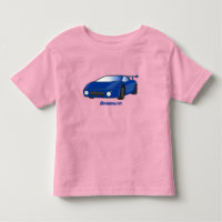 Blue sports car with airfoil illustration