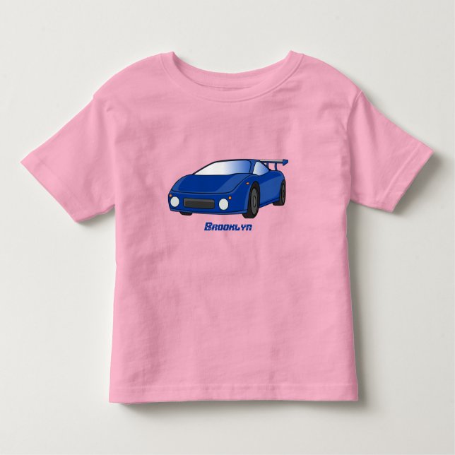 Blue sports car with airfoil illustration toddler T-Shirt (Front)
