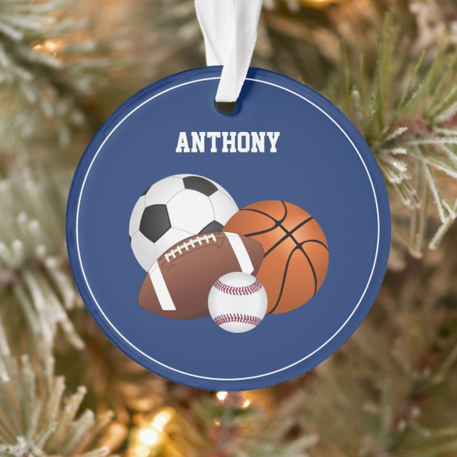 Blue Sports Custom Ornament (Tree)
