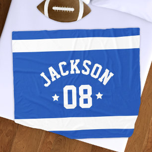 Blue Sports Jersey Name and Number Fleece Blanket