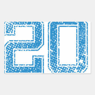 Blue Sports Jerzee Number 20 Rectangular Sticker