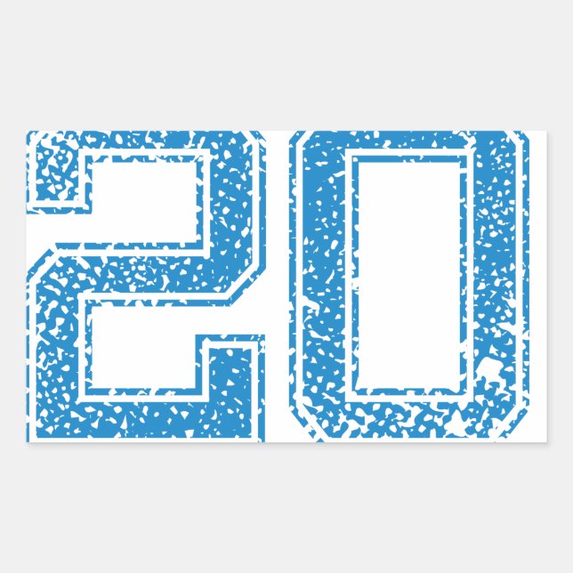 Blue Sports Jerzee Number 20 Rectangular Sticker (Front)