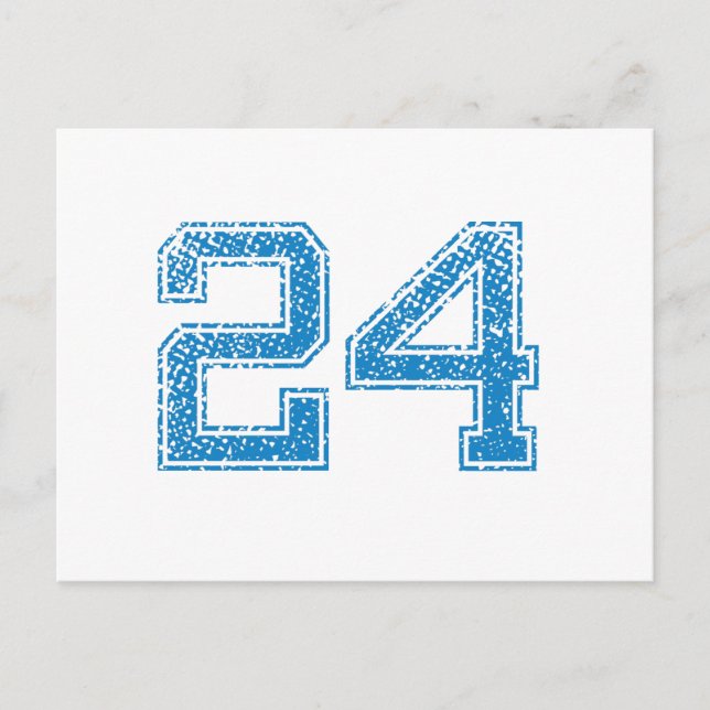 Blue Sports Jerzee Number 24 Postcard (Front)