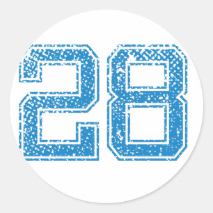 Blue Sports Jerzee Number 28 Classic Round Sticker