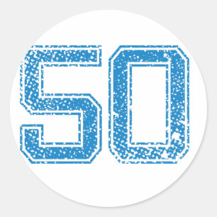 Blue Sports Jerzee Number 50 Classic Round Sticker