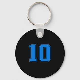 Blue sports team uni number #10 premium tri-blend key ring