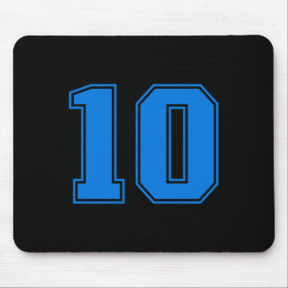 Blue sports team uni number #10 premium tri-blend mouse pad