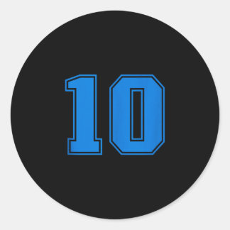 Blue sports team uni number #10 sleeveless tank classic round sticker