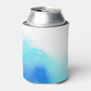 Blue spot, watercolor abstract hand painted can cooler