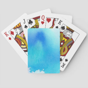 Blue spot, watercolor abstract hand painted playing cards