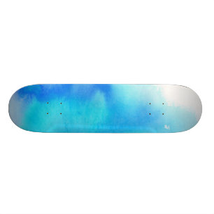 Blue spot, watercolor abstract hand painted skateboard