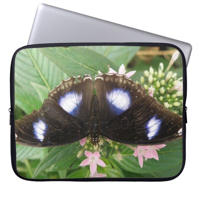 Blue Spotted Butterfly Laptop Sleeve (Front)