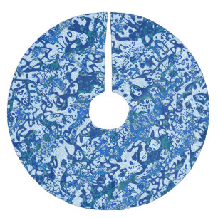 Blue Spotted Graphic Abstraction Brushed Polyester Tree Skirt