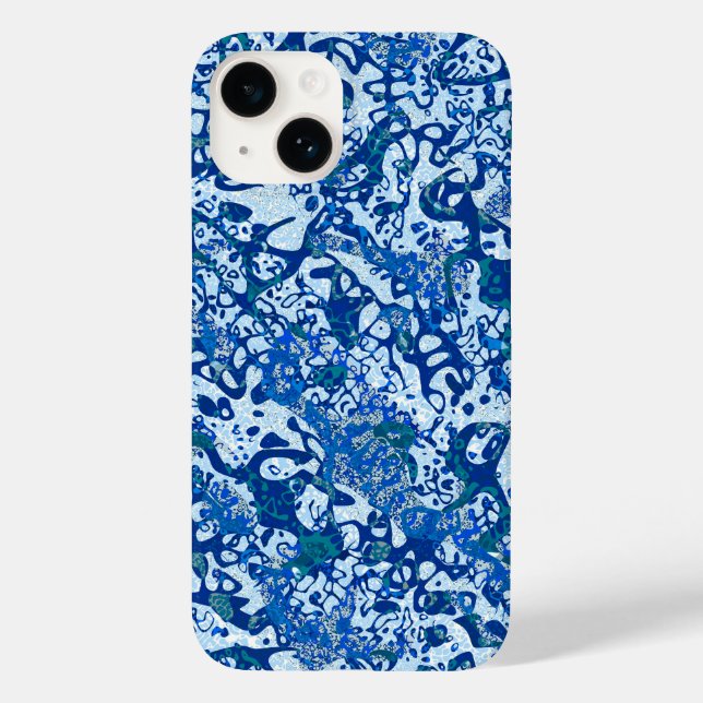 Blue Spotted Graphic Abstraction Case-Mate iPhone Case (Back)
