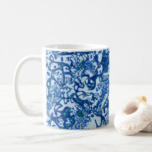Blue Spotted Graphic Abstraction Coffee Mug