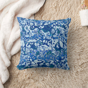 Blue Spotted Graphic Abstraction Cushion