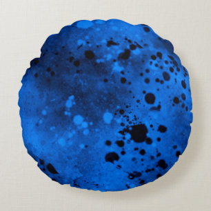 Blue Spray Paint Splatter Effect Round cushion