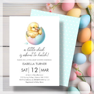 Blue Spring Chick Baby Shower Invitation