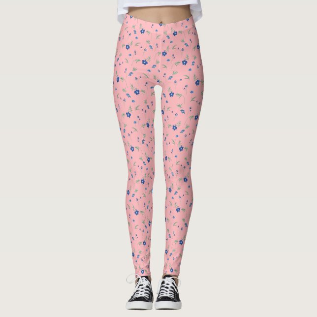 Blue Spring Floral Pattern | Floral beauty Leggings (Front)