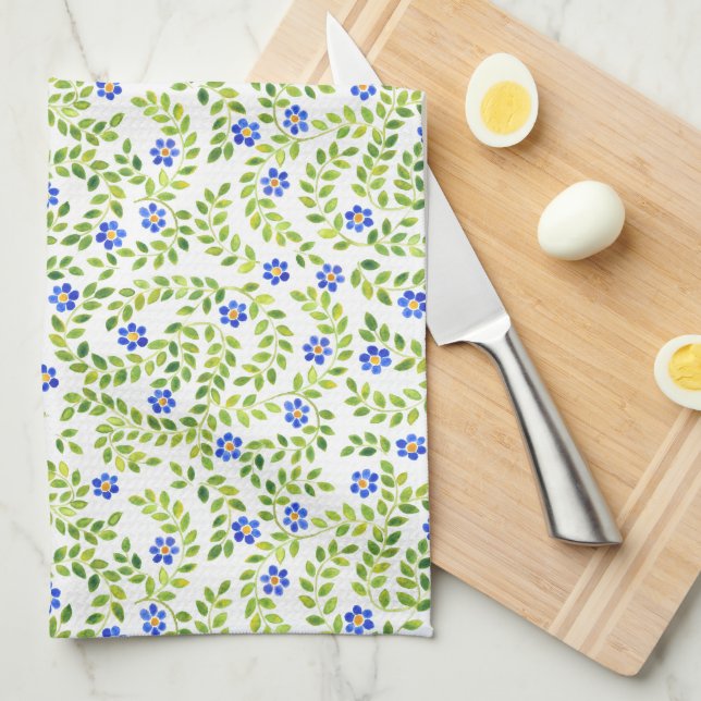 Blue Spring Floral Towel (Quarter Fold)