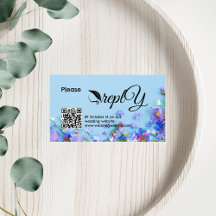 Blue Spring Wedding RSVP | QR Code Minimalist 