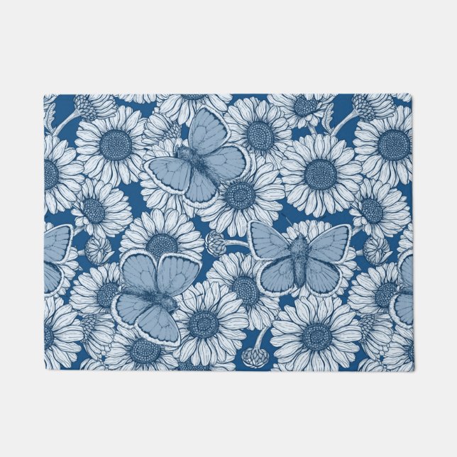 Blue spring, wild flowers, daisies doormat (Front)