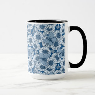Blue spring, wild flowers, daisies mug