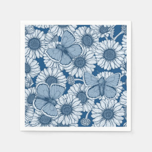 Blue spring, wild flowers, daisies napkin