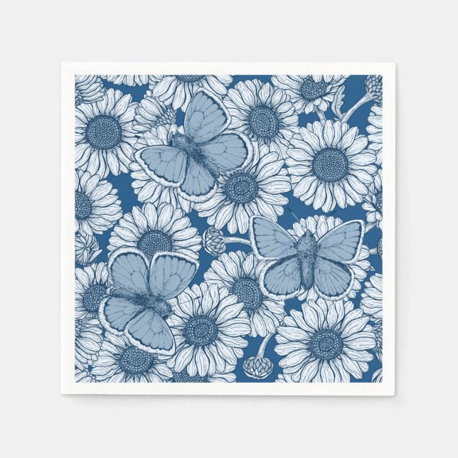 Blue spring, wild flowers, daisies napkin (Front)