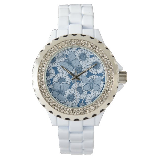 Blue spring, wild flowers, daisies watch (Front)