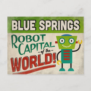 Blue Springs Missouri Robot - Funny Vintage Postcard