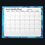 Blue Sprinkle Abstract Monthly Calendar Notepad<br><div class="desc">Plan out your months,  daily to-do's,  appointments,  assignments,  and jot down reminders in style with this undated abstract design monthly planner for your desktop. The artwork in the border is from an original painting by Desirae Ofori of DeKelis Art Studio.</div>