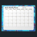 Blue Sprinkle Abstract Monthly Calendar Notepad<br><div class="desc">Plan out your months,  daily to-do's,  appointments,  assignments,  and jot down reminders in style with this undated abstract design monthly planner for your desktop. The artwork in the border is from an original painting by Desirae Ofori of DeKelis Art Studio.</div>